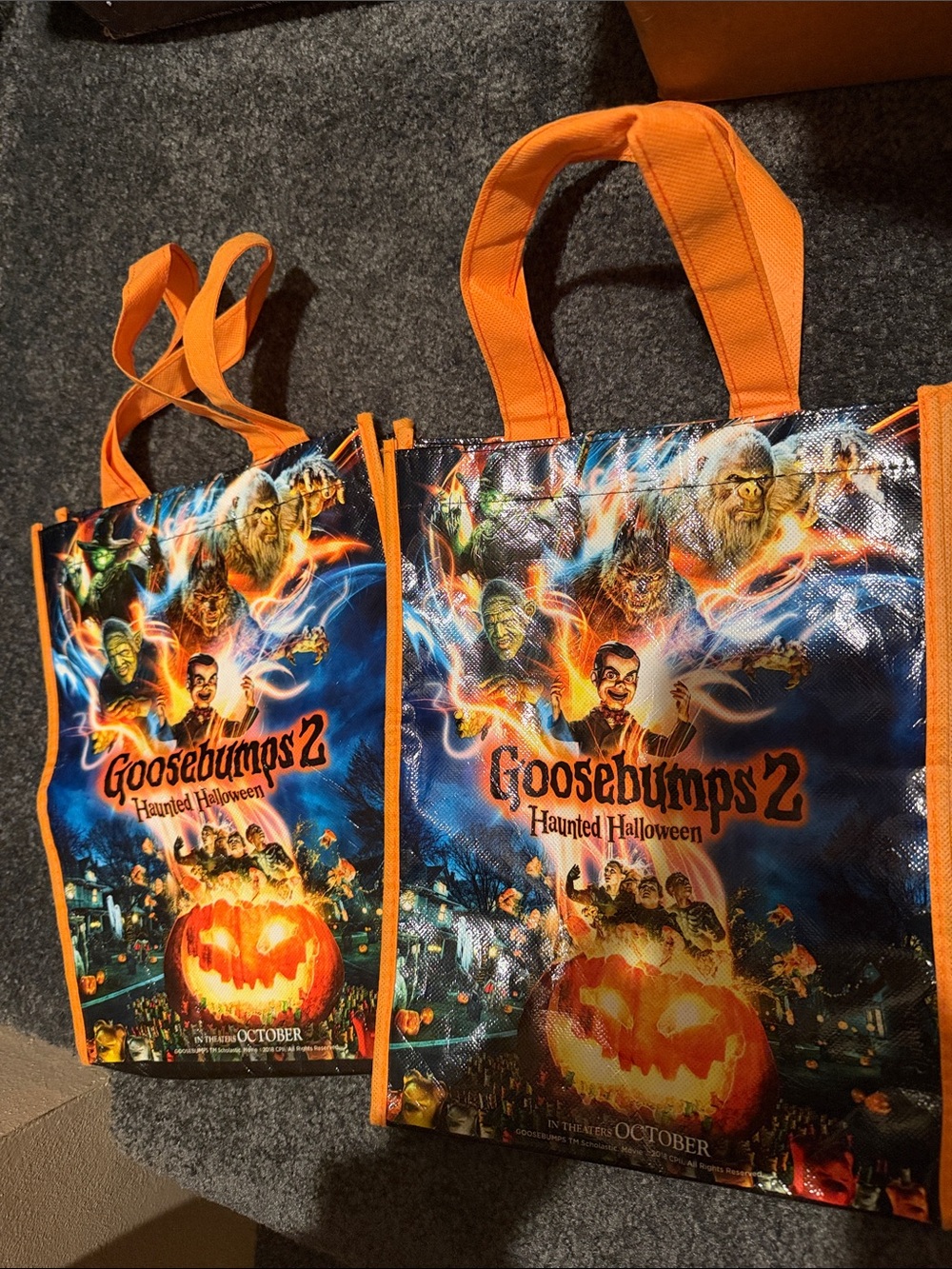 2 Goosebumps 2 Movie Tote Bags Halloween Trick or Treat Bag Promo 2018